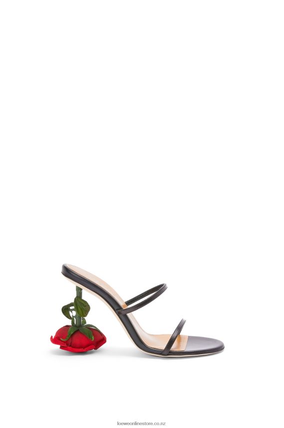 Loewe Women Rose heel sandal in goatskin Black LH60R714