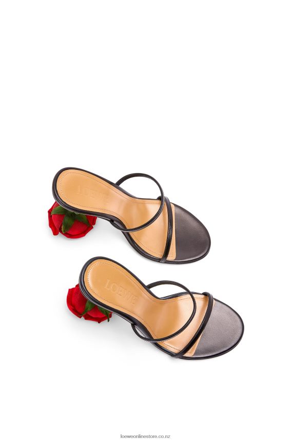 Loewe Women Rose heel sandal in goatskin Black LH60R714