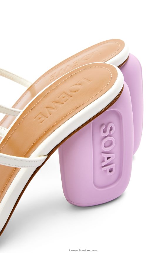 Loewe Women Soap sandal in goatskin White/Lavender LH60R711