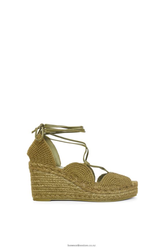 Loewe Women Solar wedge espadrille in jute Olive LH60R699