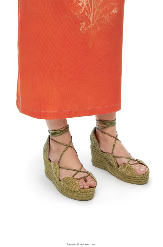 Loewe Women Solar wedge espadrille in jute Olive LH60R699