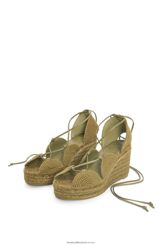 Loewe Women Solar wedge espadrille in jute Olive LH60R699