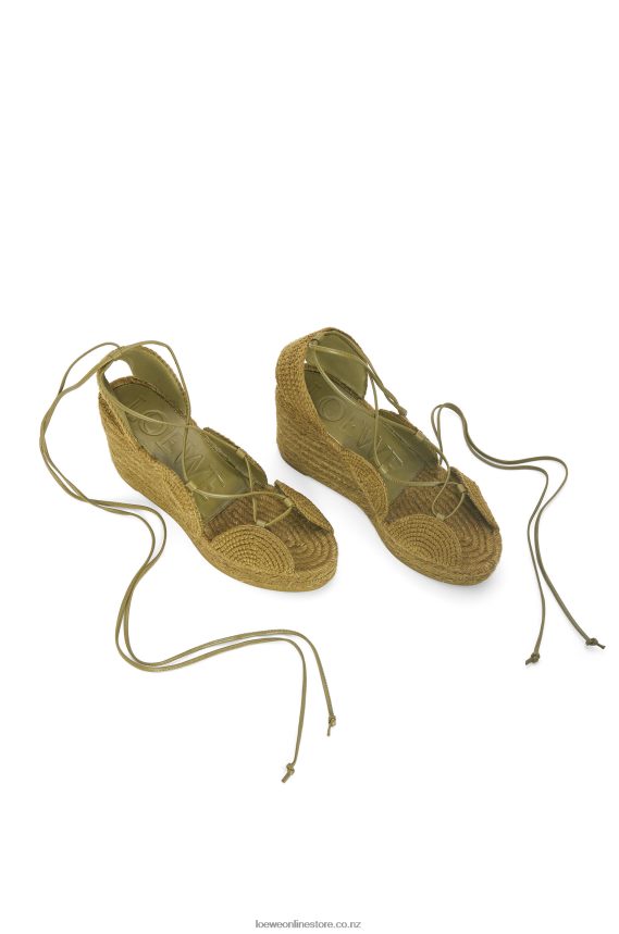 Loewe Women Solar wedge espadrille in jute Olive LH60R699