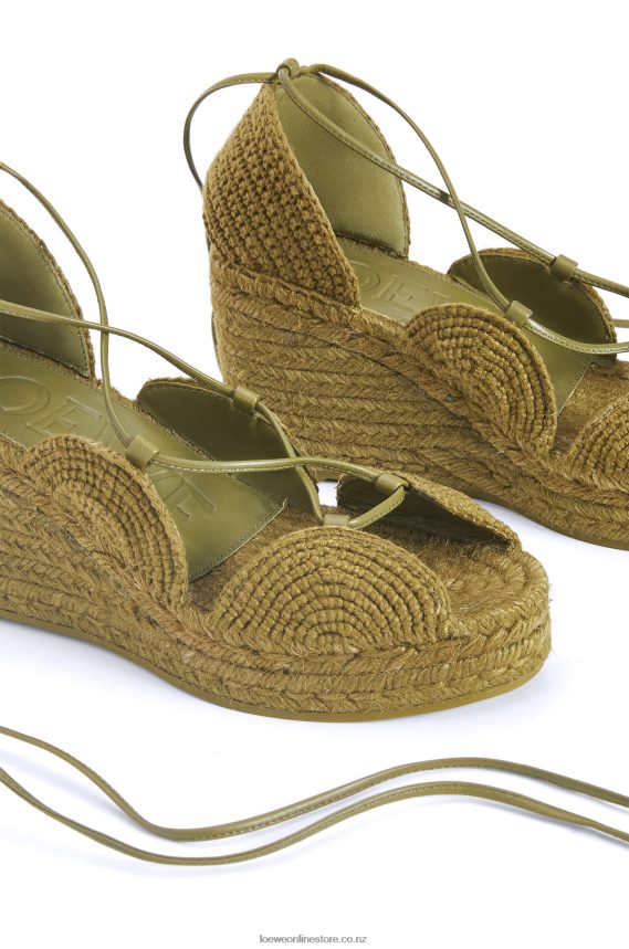 Loewe Women Solar wedge espadrille in jute Olive LH60R699