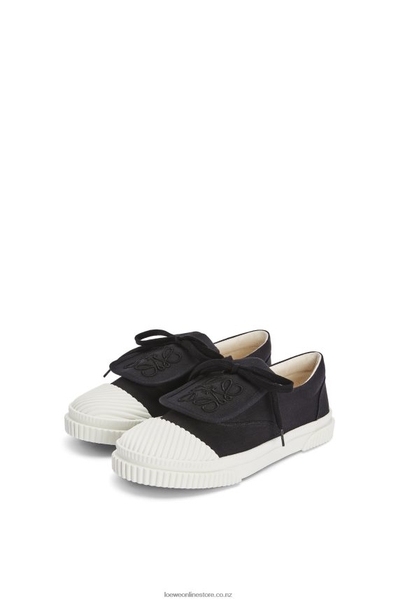 Loewe Women Anagram flap sneaker in canvas Black LH60R663