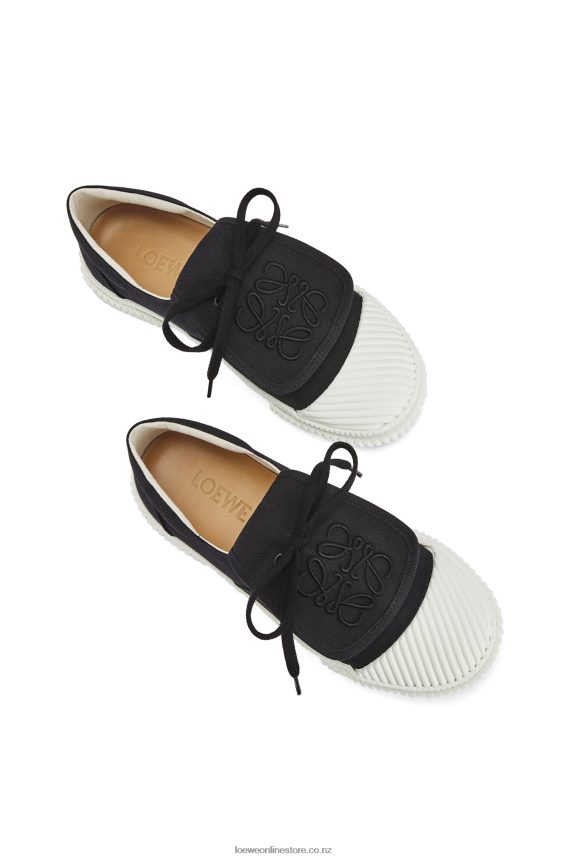 Loewe Women Anagram flap sneaker in canvas Black LH60R663
