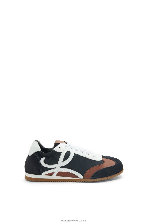 Loewe Women Ballet Runner in nylon and calfskin Black/White LH60R667