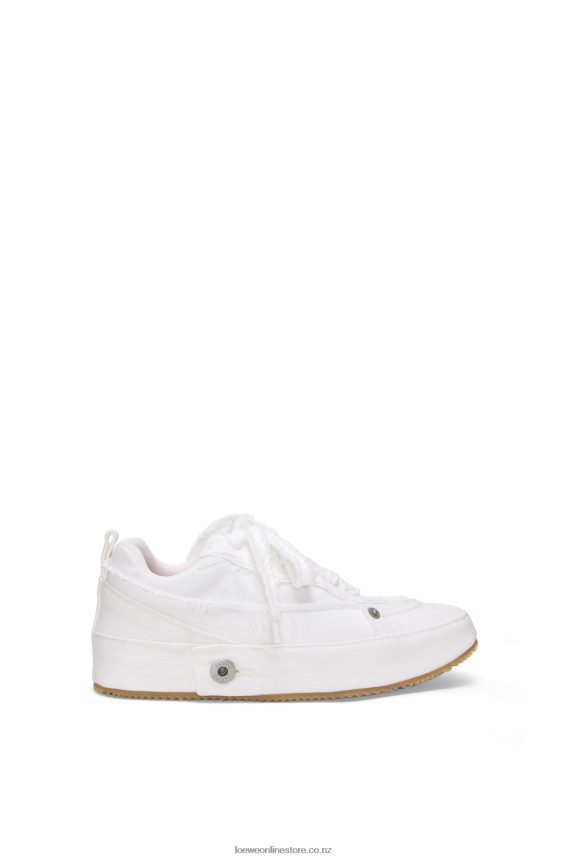 Loewe Women Deconstructed sneaker in denim Soft White LH60R660