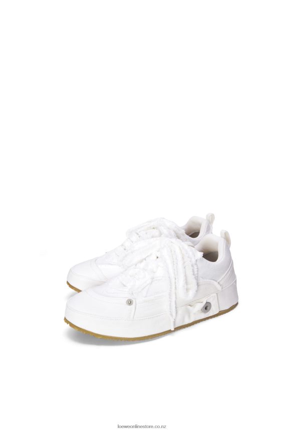 Loewe Women Deconstructed sneaker in denim Soft White LH60R660