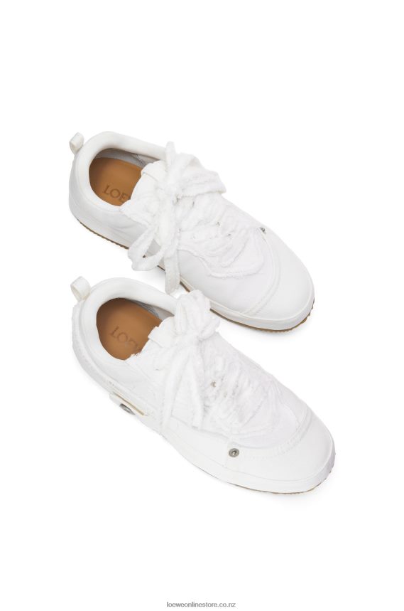 Loewe Women Deconstructed sneaker in denim Soft White LH60R660