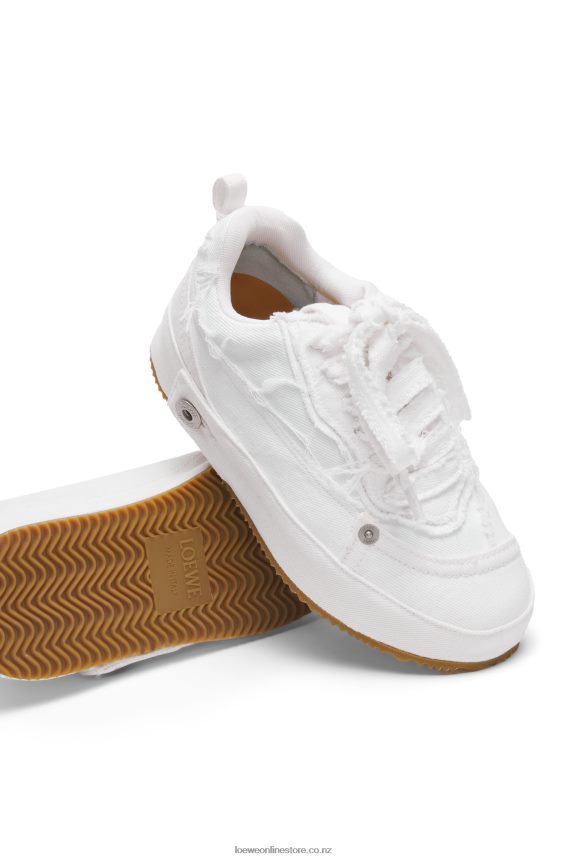 Loewe Women Deconstructed sneaker in denim Soft White LH60R660