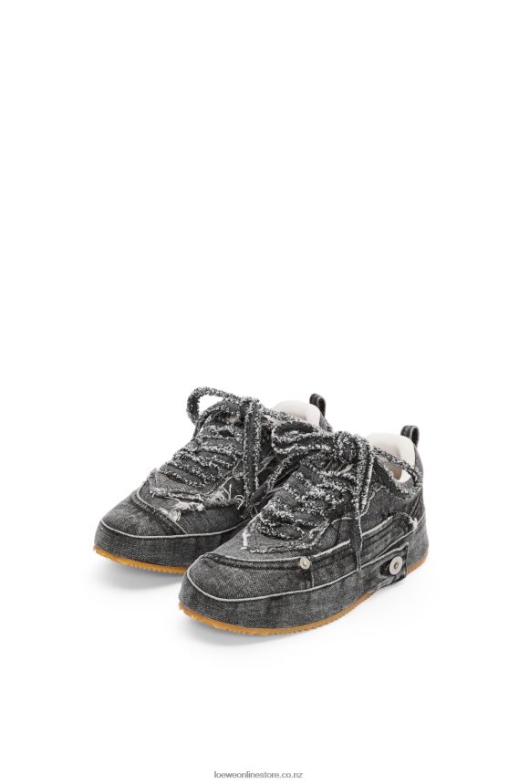 Loewe Women Deconstructed sneaker in denim Washed Grey LH60R659