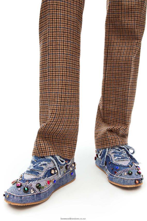 Loewe Women Embellished deconstructed sneaker in denim Washed Denim LH60R670