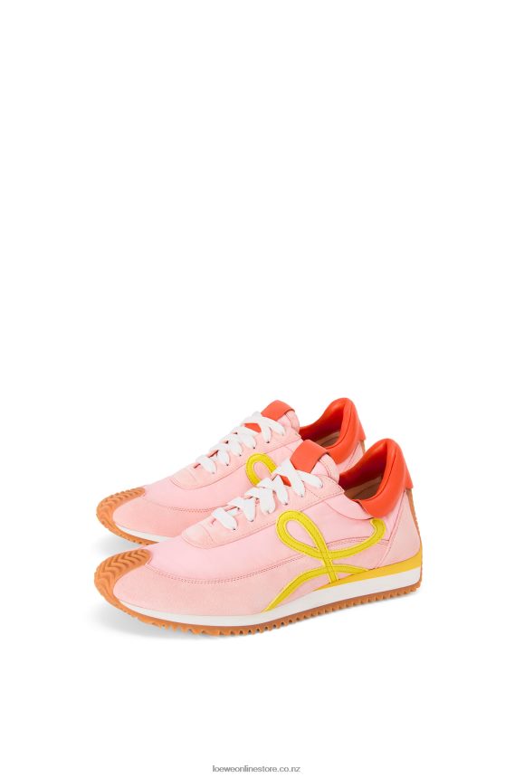 Loewe Women Flow runner in nylon and suede Pink/Yellow LH60R654