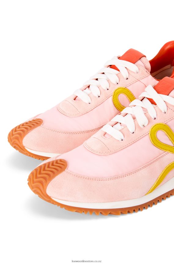 Loewe Women Flow runner in nylon and suede Pink/Yellow LH60R654