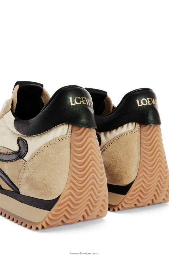 Loewe Women Flow runner in suede and nylon Gold/Black LH60R644