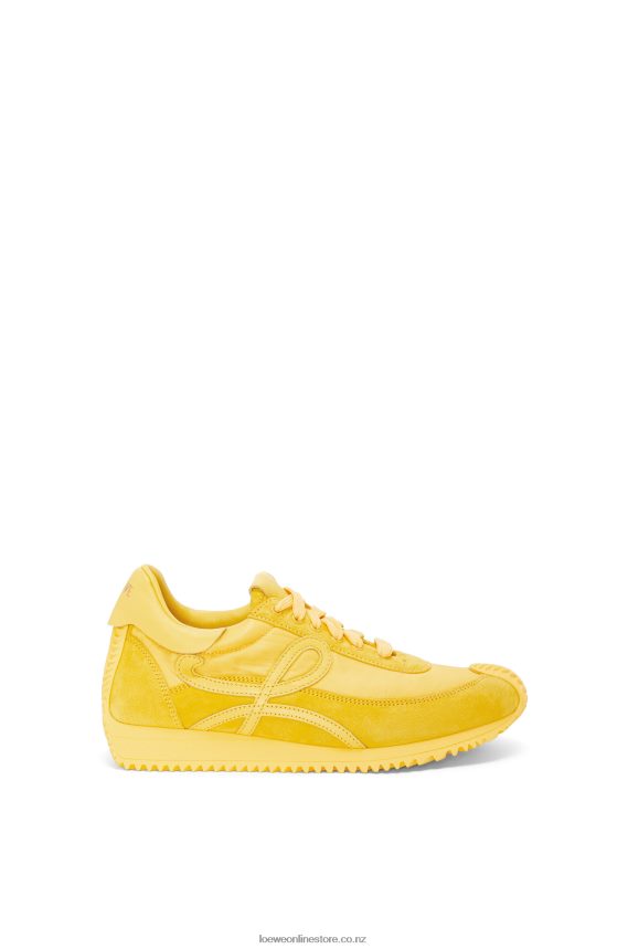 Loewe Women Flow runner in suede and nylon Yellow LH60R652