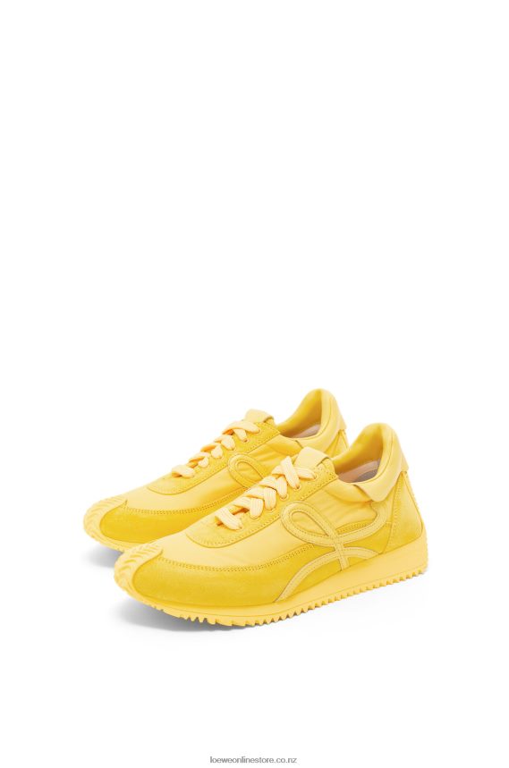 Loewe Women Flow runner in suede and nylon Yellow LH60R652