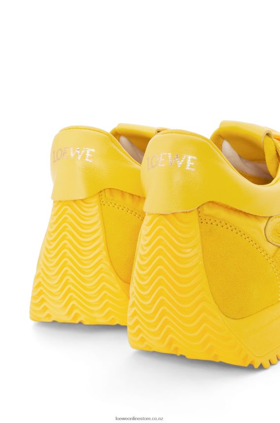 Loewe Women Flow runner in suede and nylon Yellow LH60R652