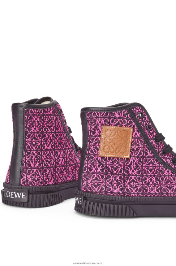 Loewe Women High tops in Anagram jacquard Neon Pink/Deep Navy LH60R665